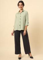 Rayon Green Office Wear Plain Readymade Women's Shirt